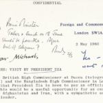 UK Foreign Office’s confidential letter on Zia